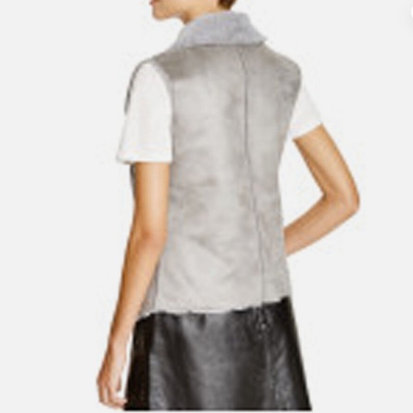 NWT French Connection reversible gray Rhonda faux fur shearling pockets - Picture 6 of 9